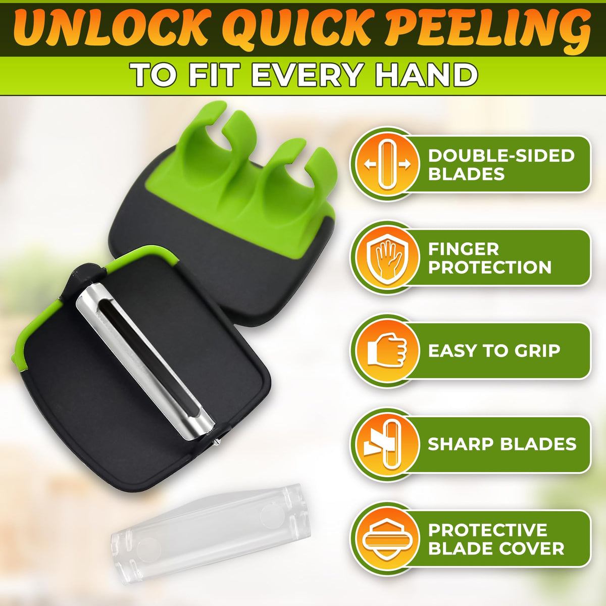 2 Pcs Finger Grip Vegetable Peeler, Ergonomic Silicone Thumb Peeling Tool
