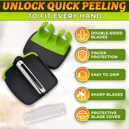 2 Pcs Finger Grip Vegetable Peeler, Ergonomic Silicone Thumb Peeling Tool