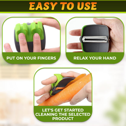 2 Pcs Finger Grip Vegetable Peeler, Ergonomic Silicone Thumb Peeling Tool
