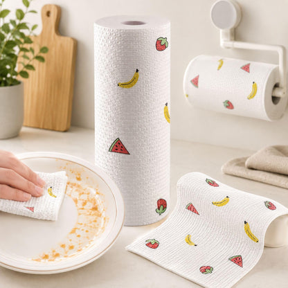 50 Pcs Thickened Reusable Cleaning Lazy Cloth, Washable Kitchen Printed Paper Towels