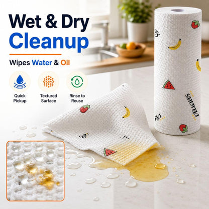 50 Pcs Thickened Reusable Cleaning Lazy Cloth, Washable Kitchen Printed Paper Towels