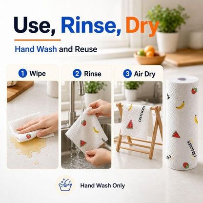 50 Pcs Thickened Reusable Cleaning Lazy Cloth, Washable Kitchen Printed Paper Towels
