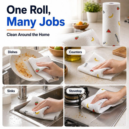 50 Pcs Thickened Reusable Cleaning Lazy Cloth, Washable Kitchen Printed Paper Towels