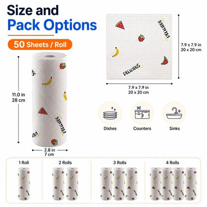 50 Pcs Thickened Reusable Cleaning Lazy Cloth, Washable Kitchen Printed Paper Towels