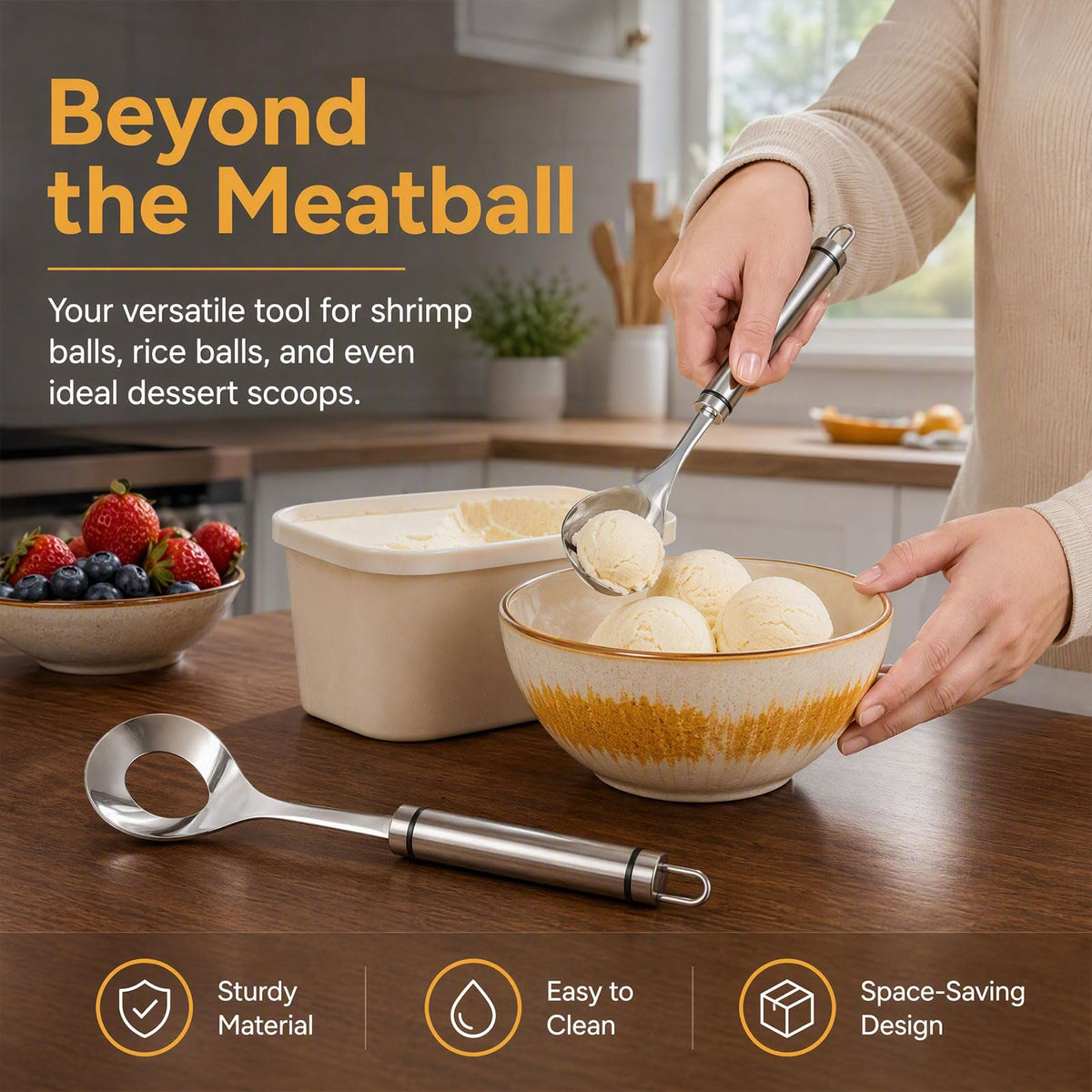 Meatball Maker Spoon Set,Stainless Steel Manual Meat Ball Cooking Tool