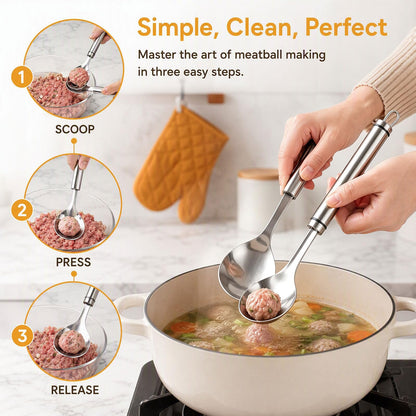 Meatball Maker Spoon Set,Stainless Steel Manual Meat Ball Cooking Tool