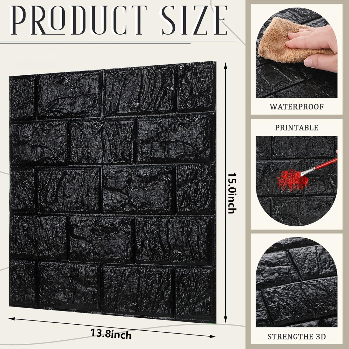 10 Pcs 3D Wall Panels Peel and Stick Foam Brick Wallpaper