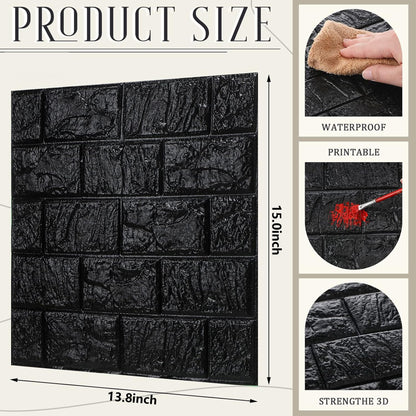 10 Pcs 3D Wall Panels Peel and Stick Foam Brick Wallpaper