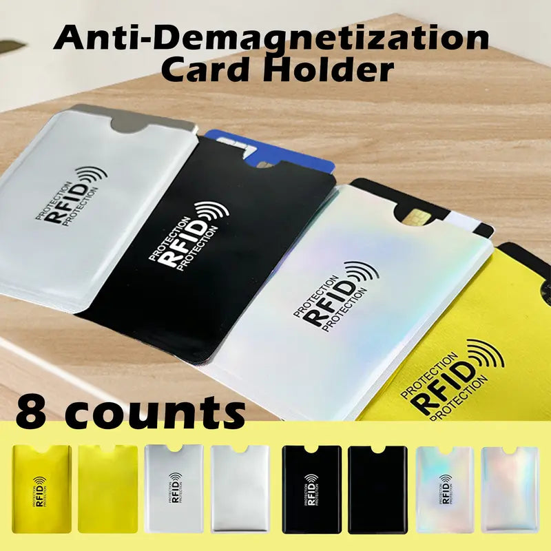 8-Pack RFID Blocking Card Sleeves – Protect Credit Cards & IDs from Electronic Theft