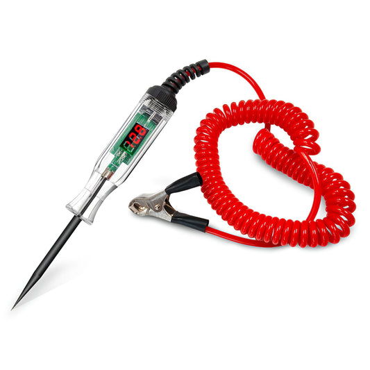 Automotive Test Light LED Digital Voltage Display with Red PU Extended Spring Wire