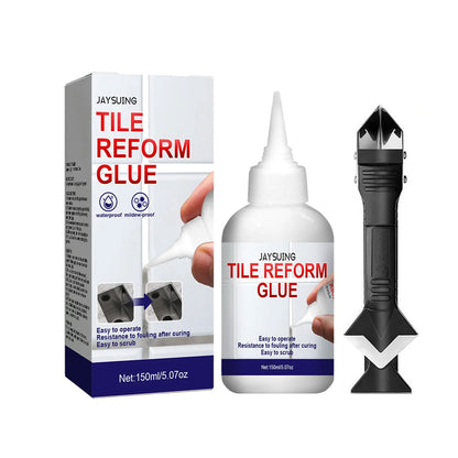 Pre-Mixed Mold-Resistant Glue-Based Tile Adhesive & Tile Grouting Tool Set