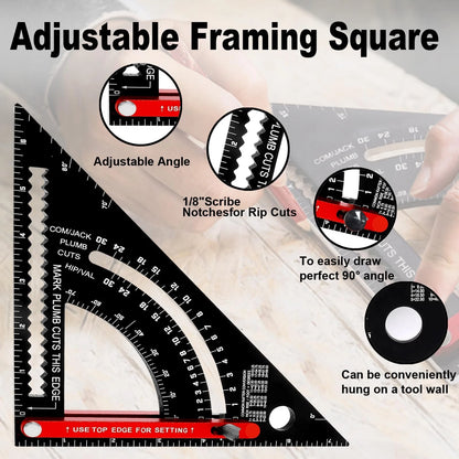 Aluminum Alloy Woodworking Tools Adjustable Rafter Square Carpenter Tools