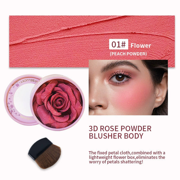 3D Rose Petal Blush Highlights Natural Makeup