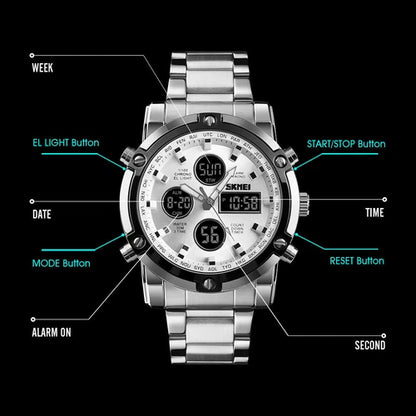 Men Quartz Watch Male Steel Wristwatch Fashion Big Dial Shockproof Watches