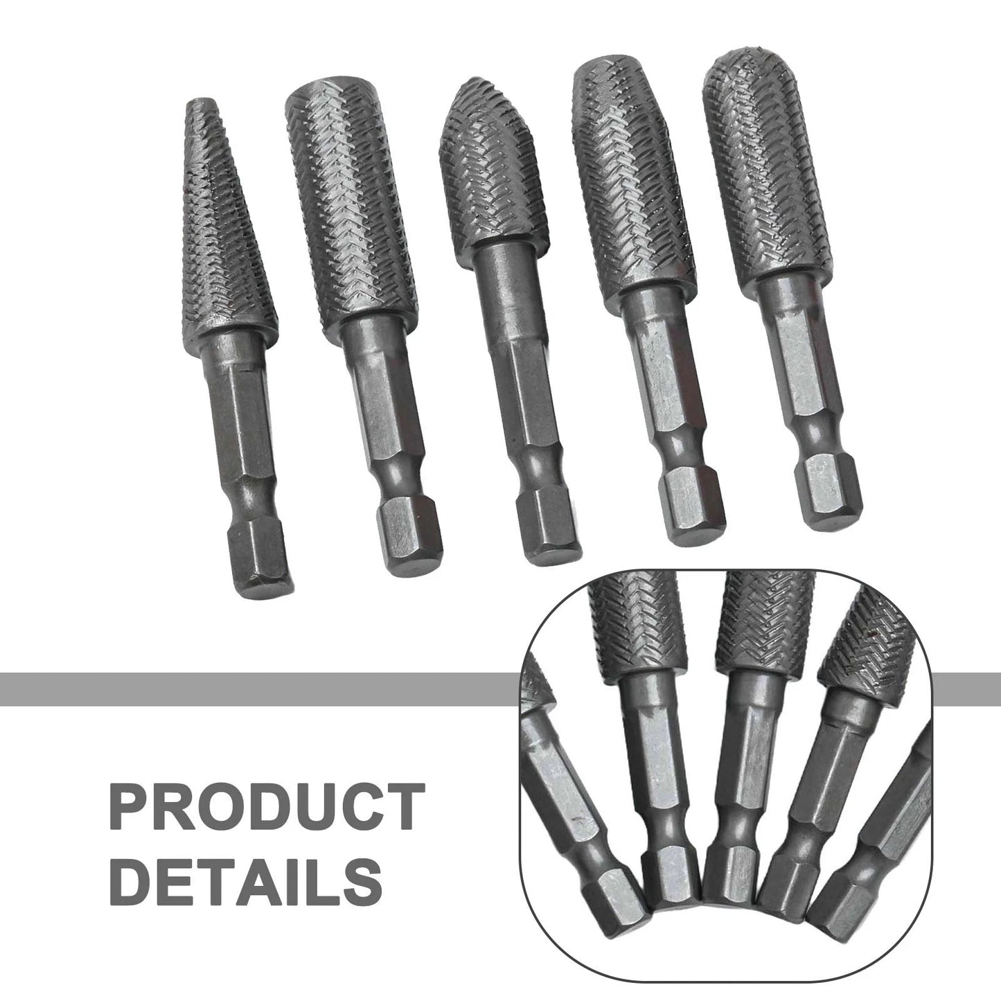 1/4 Inch Hex Shank Rotary Rasp Drill Bits for Steel Milling and Shaping