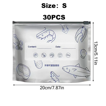30PCS Reusable Aluminum Foil Sealable Storage Bags with Zipper For Meat Fruit