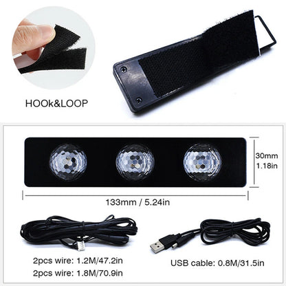 4Pcs Car Atmospheres Lamp LED Interior Foot Stars Light Ambient USB Sound Control