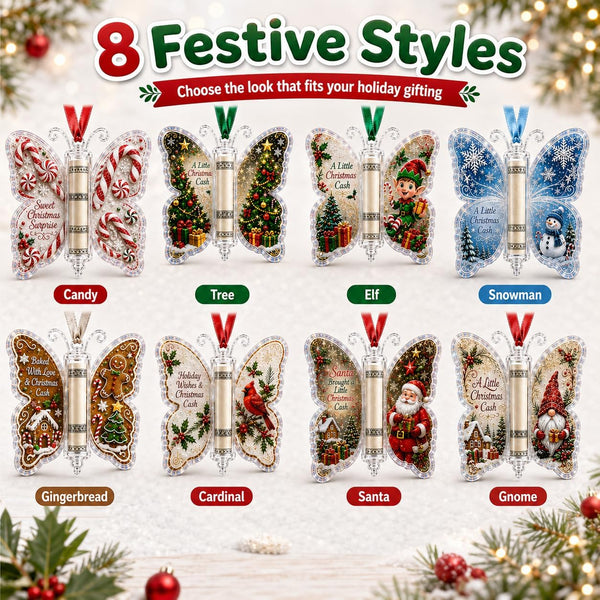Butterfly Christmas Cash Gift Holder Ornament,Acrylic Money Holder