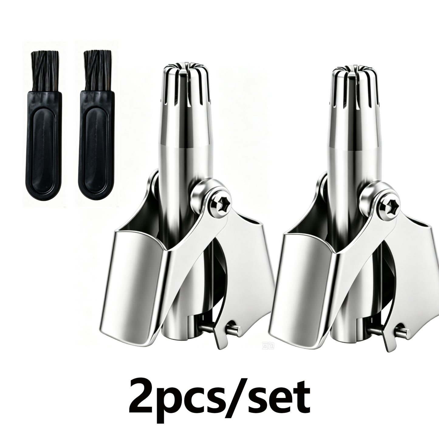 2PCS Stainless Steel Manual Nose Hair Trimmer with Cleanning Brush
