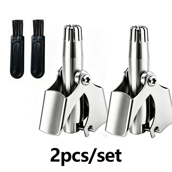 2PCS Stainless Steel Manual Nose Hair Trimmer with Cleanning Brush