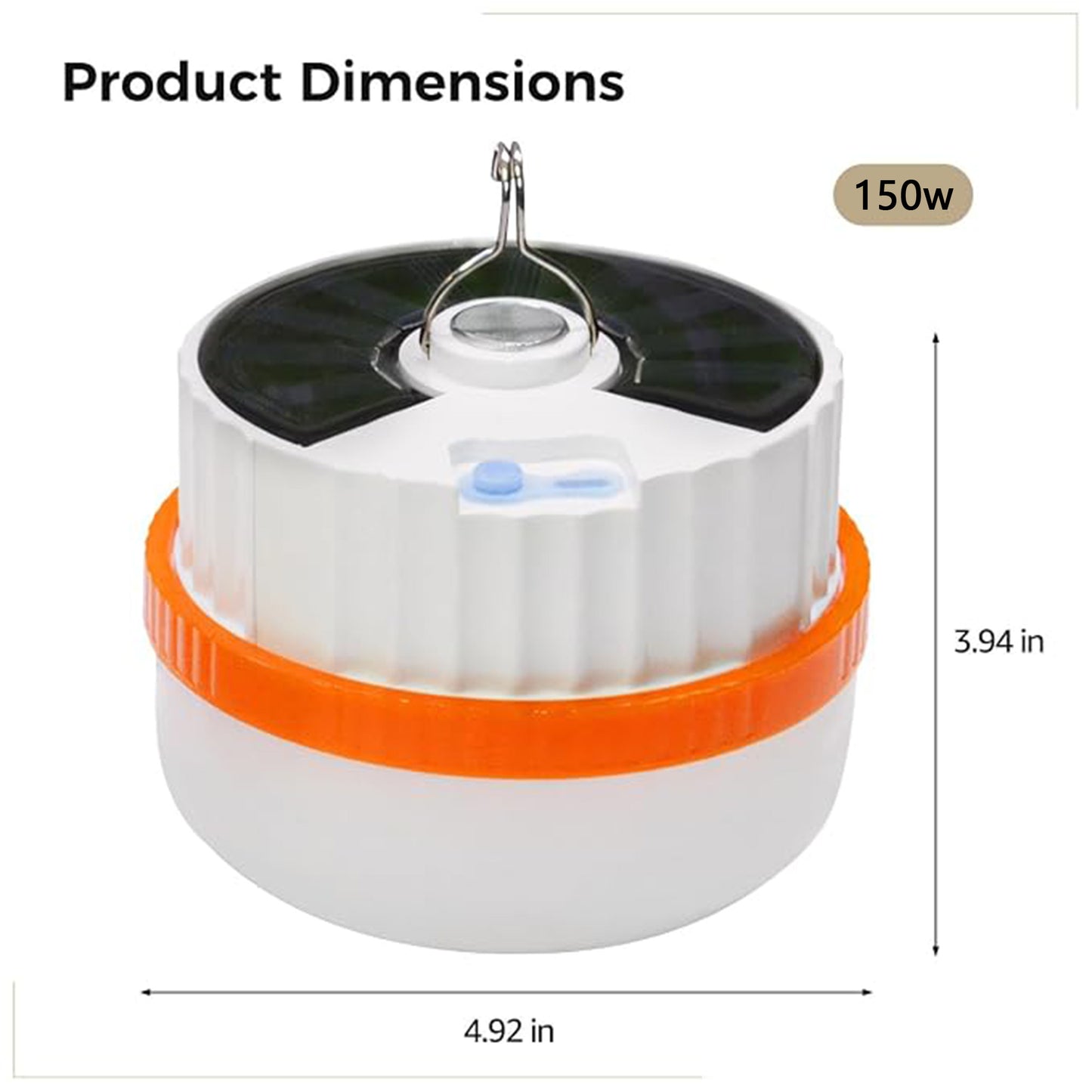 150W Solar Camping Lantern with USB-C, Extendable Hook Design for Outdoor Use