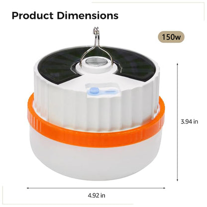 150W Solar Camping Lantern with USB-C, Extendable Hook Design for Outdoor Use