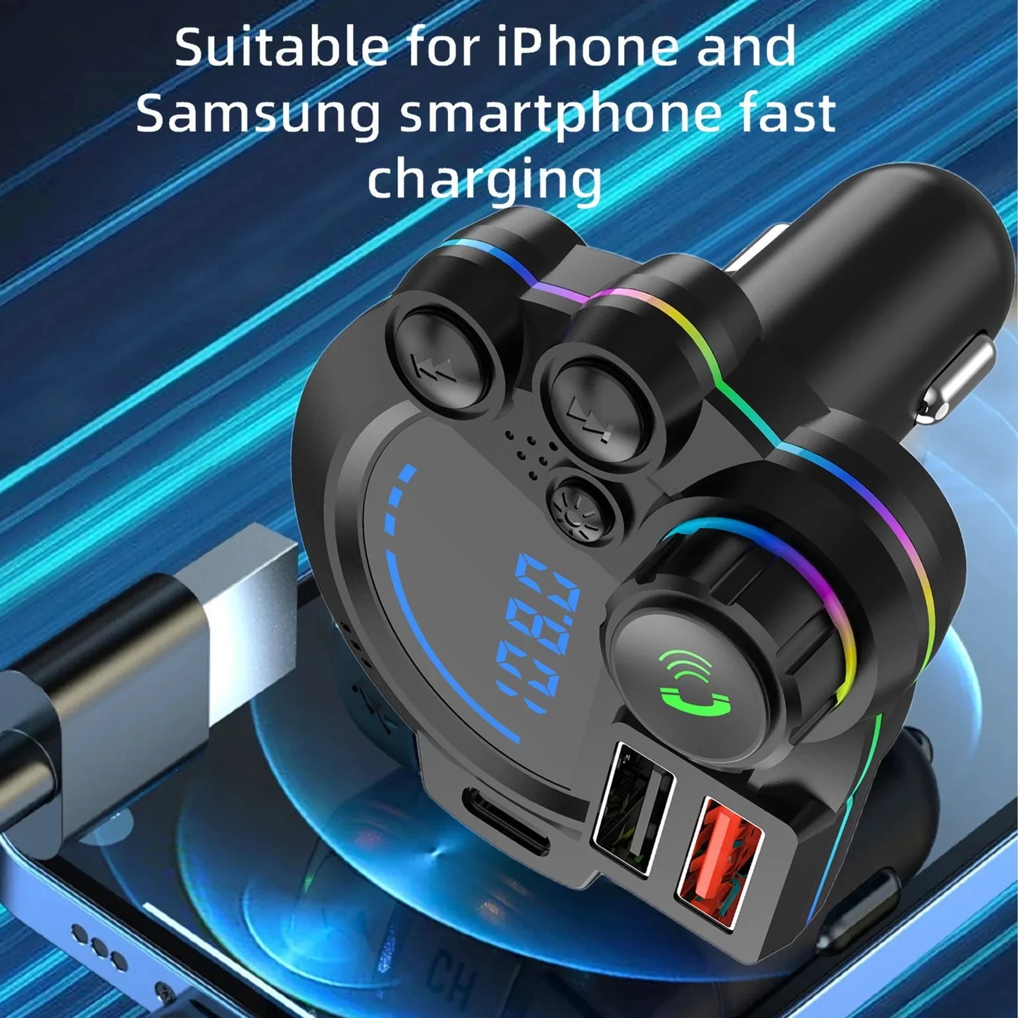 Bluetooth Car FM Transmitter with 20W PD Fast Charging