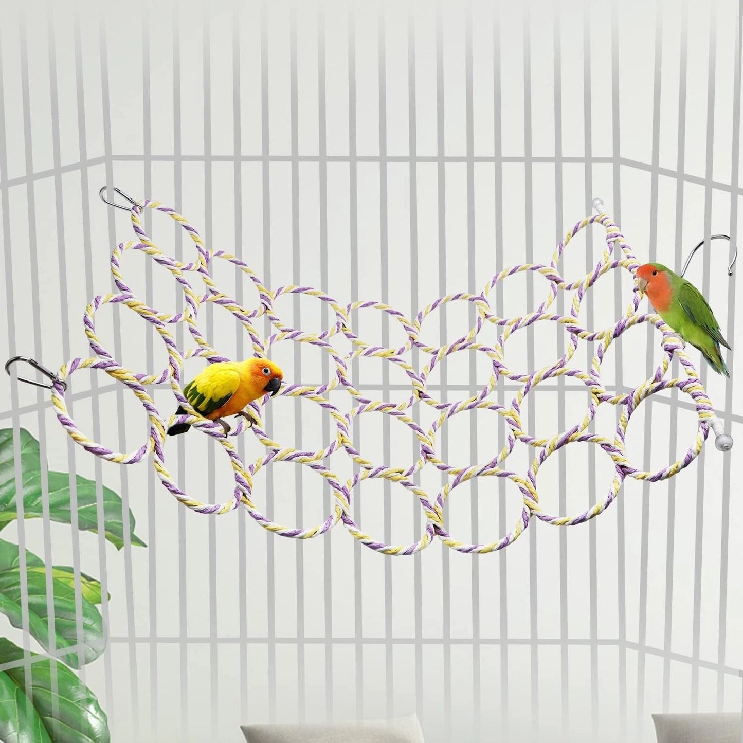Bird Rope Climbing Ladder Parrot Hanging Swing Perch for Parakeets Cockat
