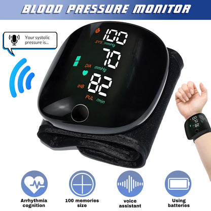 Wrist High Blood Pressure Monitor Automatic LCD Heart Rate Gauge BP Cuff Machine