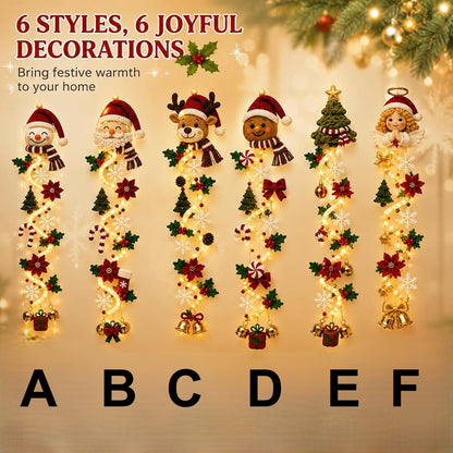 6 Styles Glowing Christmas Door Hanger, Lighted Christmas Door Hanger