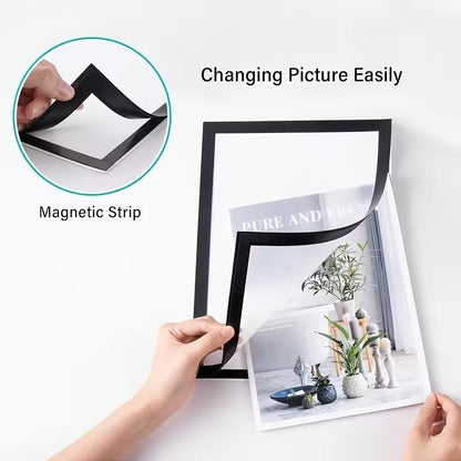 A4 Magnetic Self-Adhesive Frames, Wall-Mounted Plastic Photo Display Decor