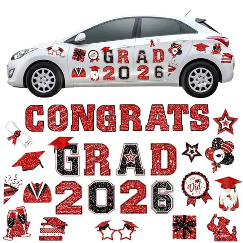 30PCS 2026 Graduation Car Magnets Congrats Grad Magnetic Bumper Stickers