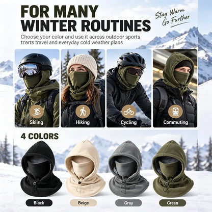 Unisex Cold Weather Fleece Balaclava Hat - Thick Fleece Linings