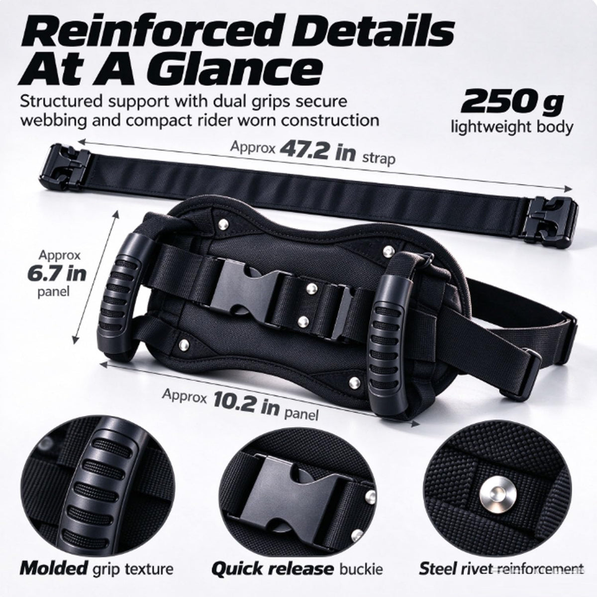 Motorcycle Waist Safety Belt with Handles, Motorcycle Passenger Pillion Grab Handles