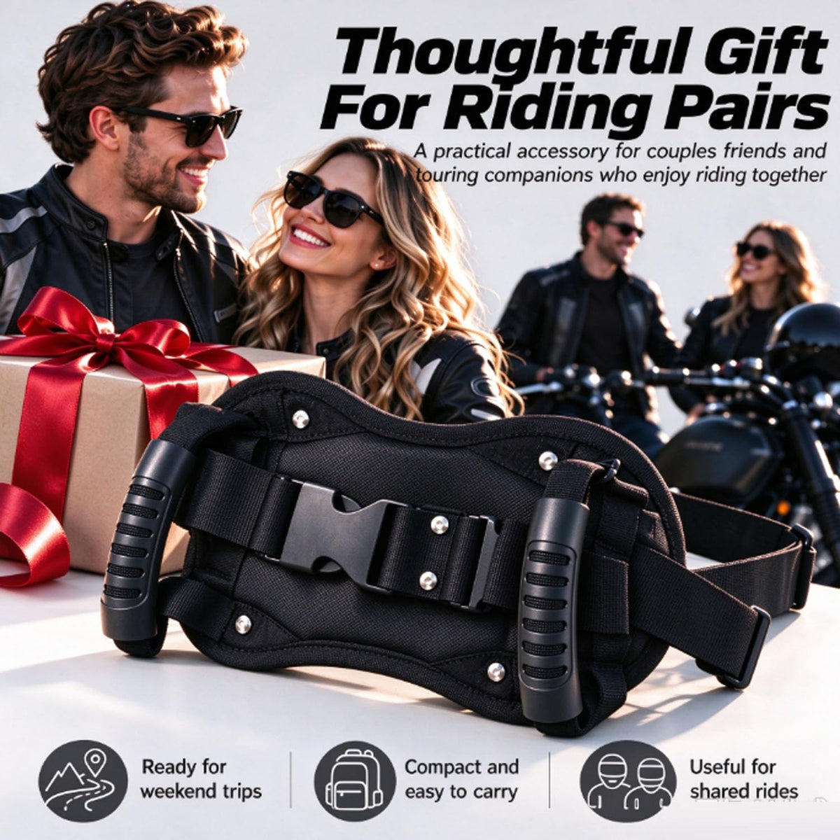 Motorcycle Waist Safety Belt with Handles, Motorcycle Passenger Pillion Grab Handles