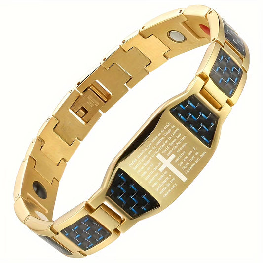 Stainless Steel Cross Magnetic Bracelet - Adjustable Design