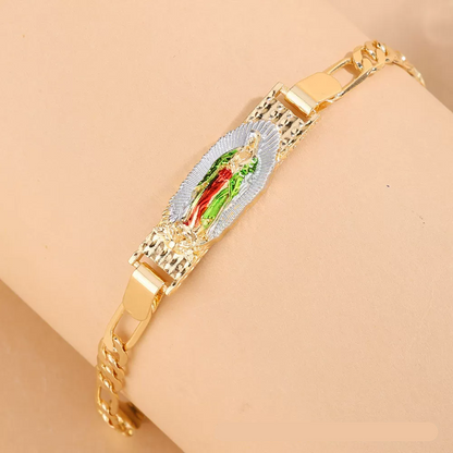 Pulseras Y Brazaletes Virgen De Guadalupe Figaro Chain Religious Jewelry Bracelet