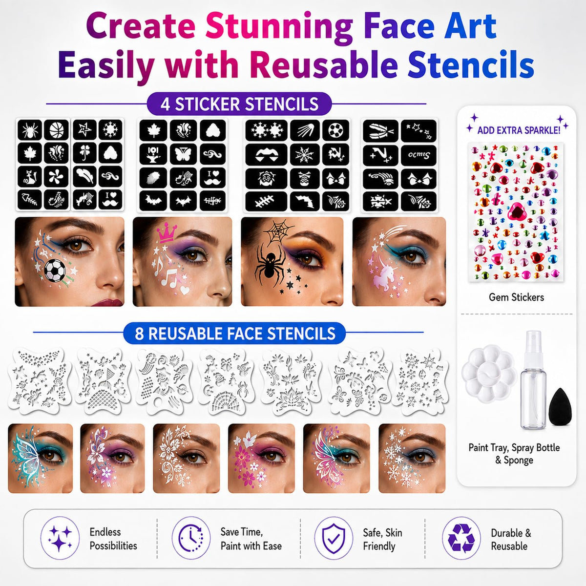 20 Colors Oil-Based Face & Body Paint Set for Adults