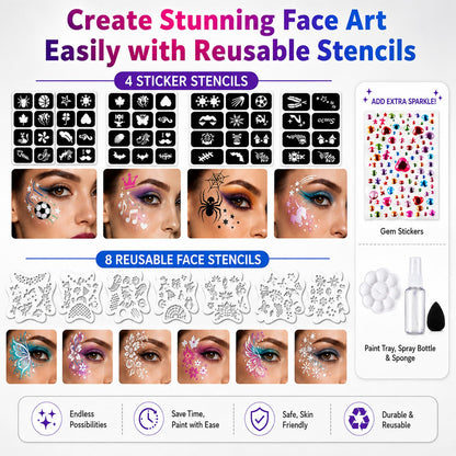 20 Colors Oil-Based Face & Body Paint Set for Adults