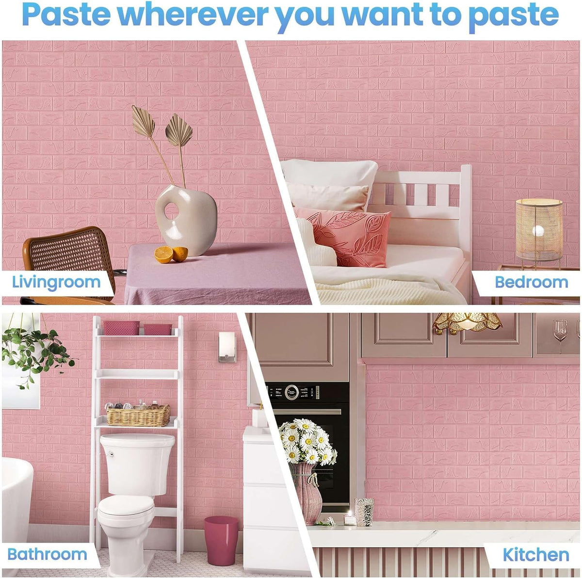10 Pcs 3D Brick Wall Panels Peel and Stick Tile - Stick on Backsplash Tiles