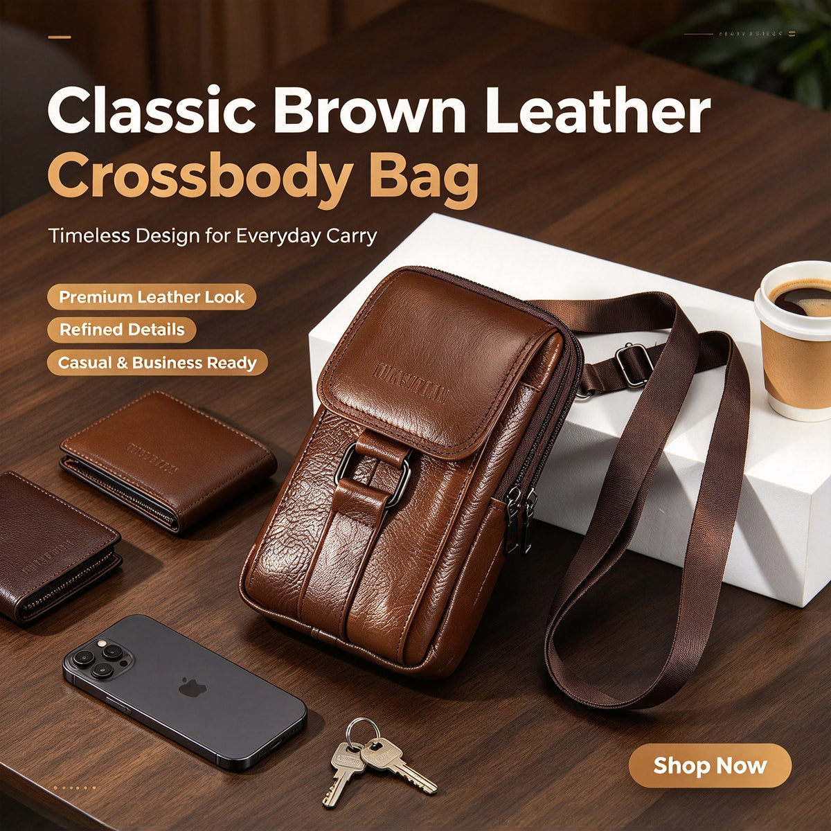 Genuine Leather Crossbody Bag, Messenger Bag Cell Phone Purse