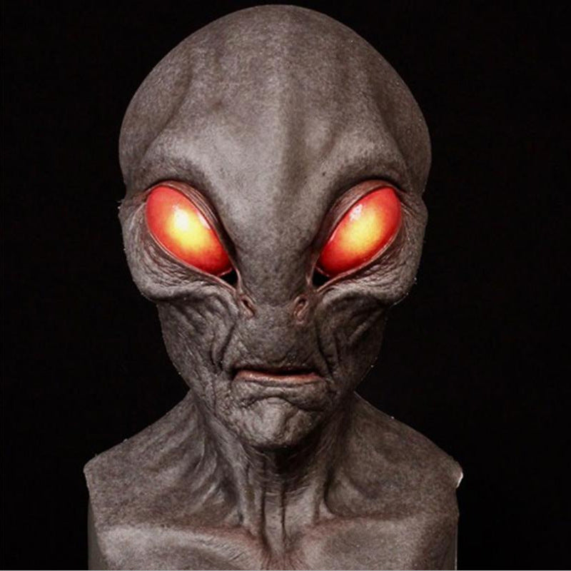 Realistic Area 51 Alien Full Head Latex Mask, Scary Creepy Prop for Adults Cosplay Costume Party