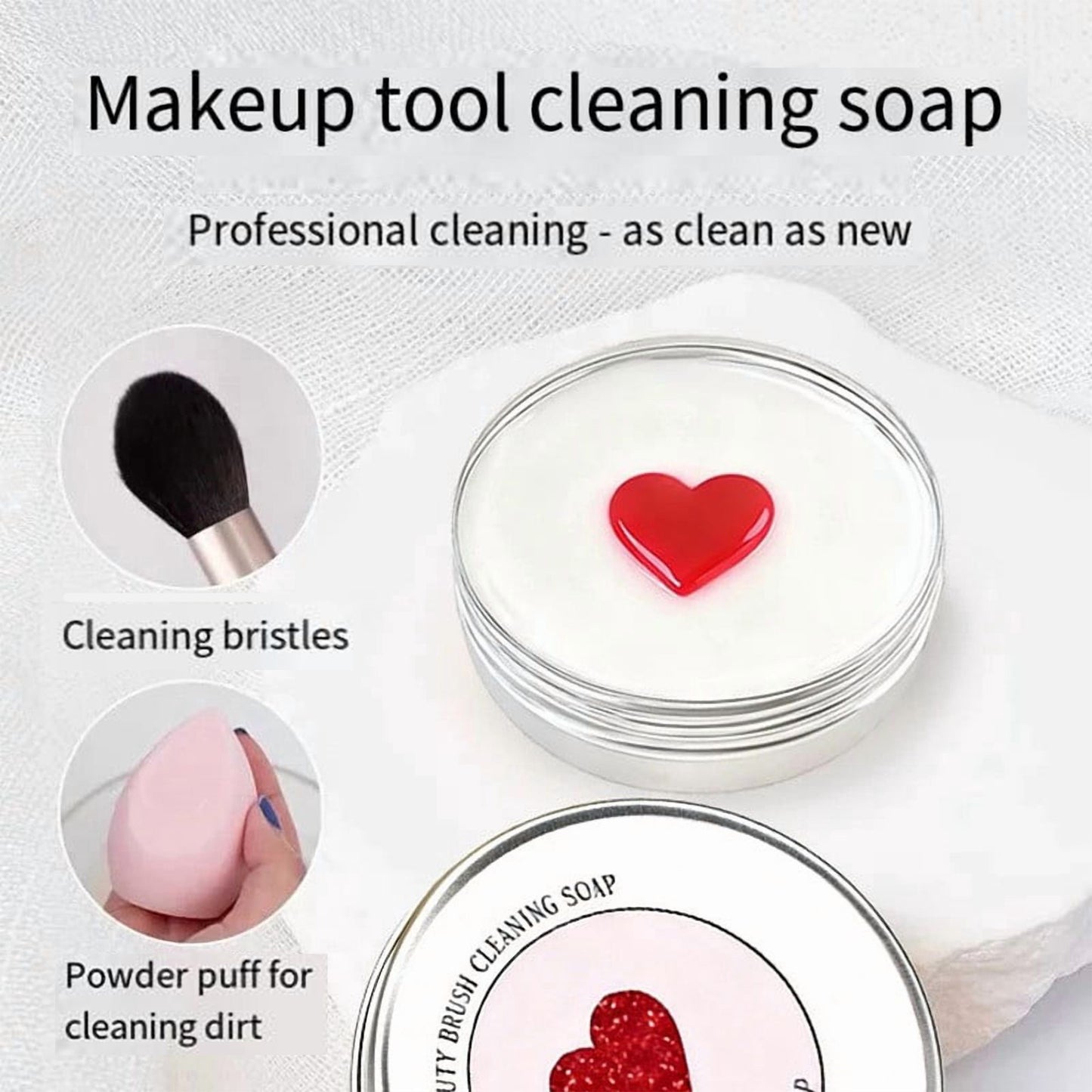 Makeup Brush Cleaner Soap with Silicone Cleaning Pad,Savon nettoyant pinceaux Solid brush cleaner 3.52oz/100g