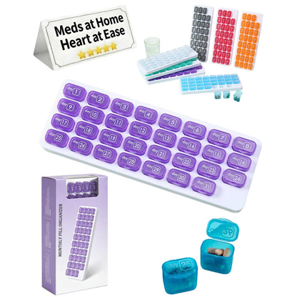 31 Day Monthly Pill Organizer Holder with Removable Medication Pods