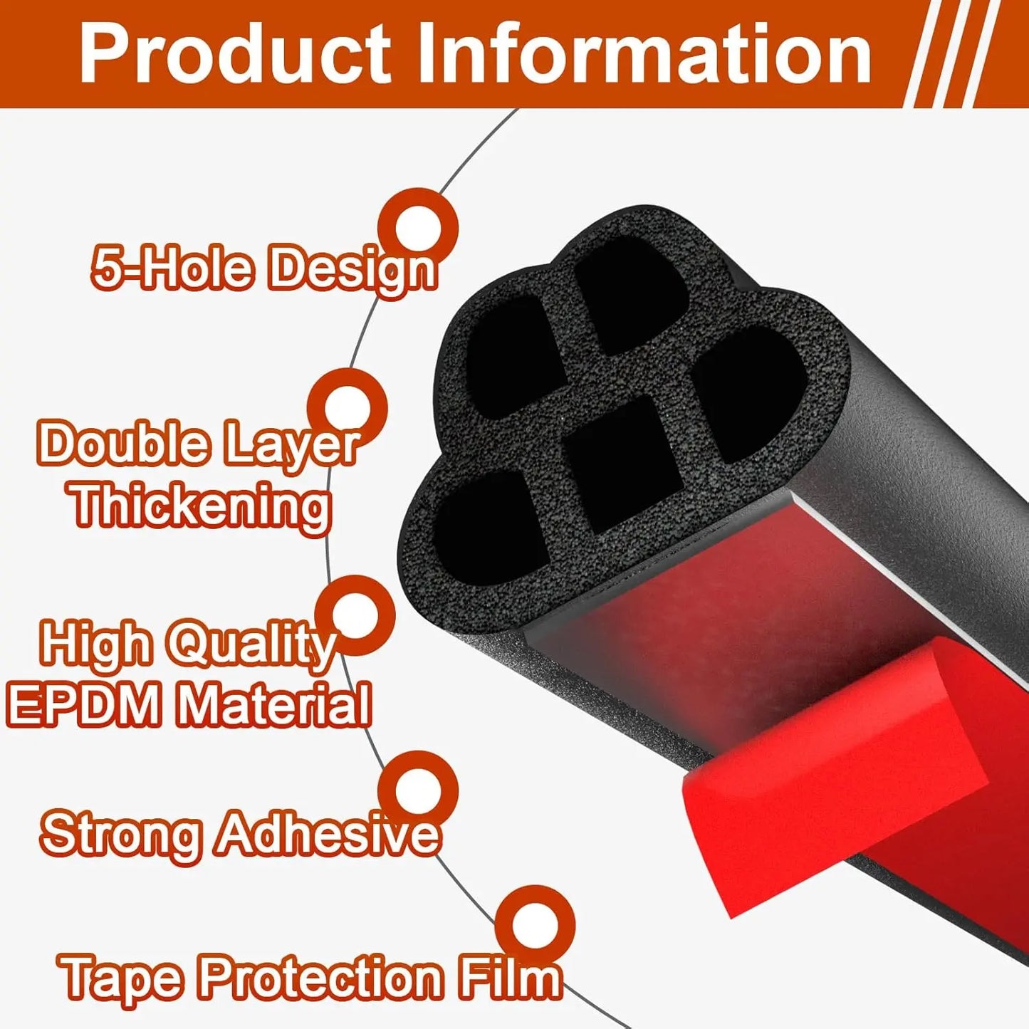 32.8 Ft Car Door Seal Strip Universal Self Adhesive Automotive Weather Stripping