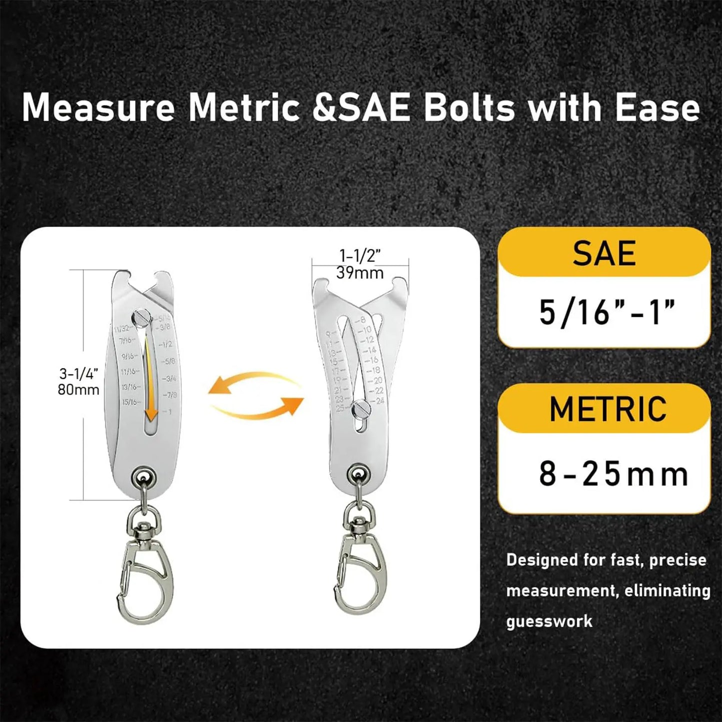 Portable Precise Thread Size Checker Lightweight Keychain