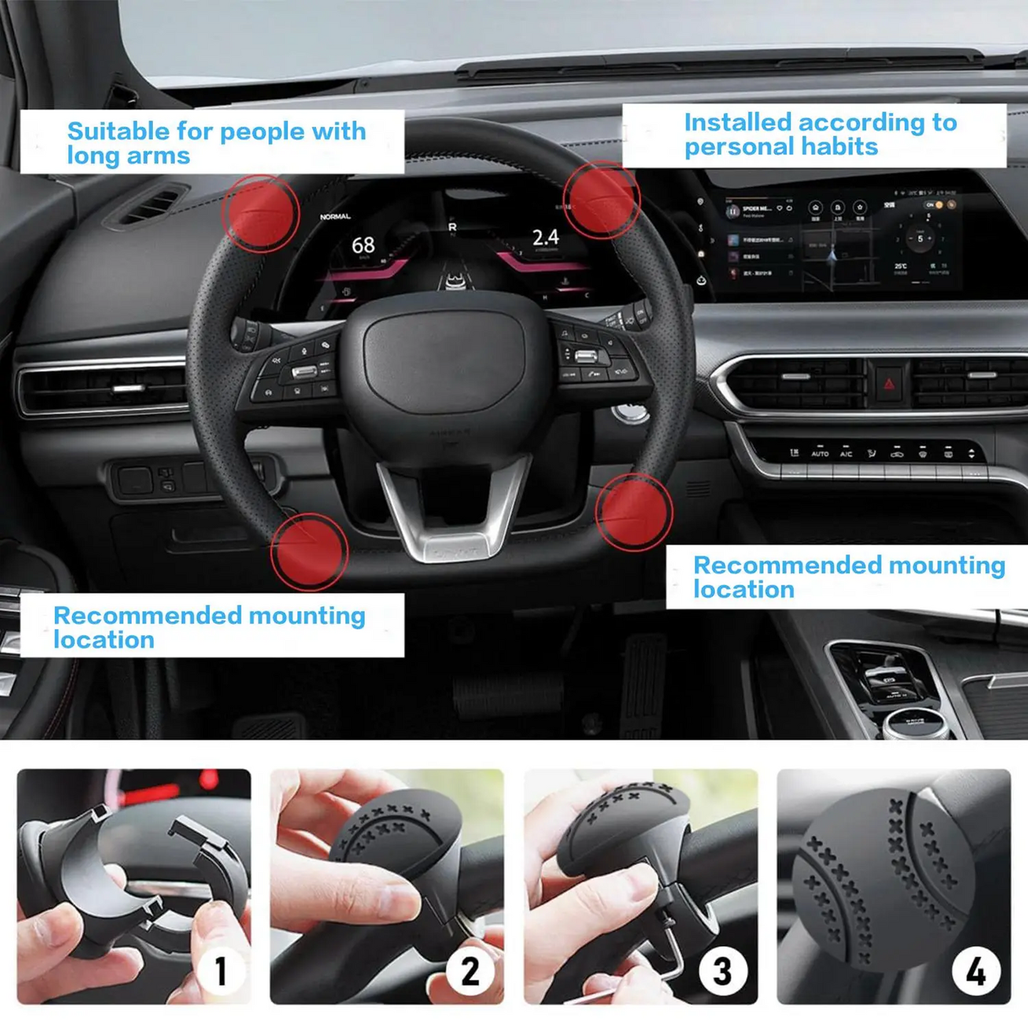 New Heavy Duty Steering Wheel Spinner Soft Silicone Metal Bearings Car Power Handle