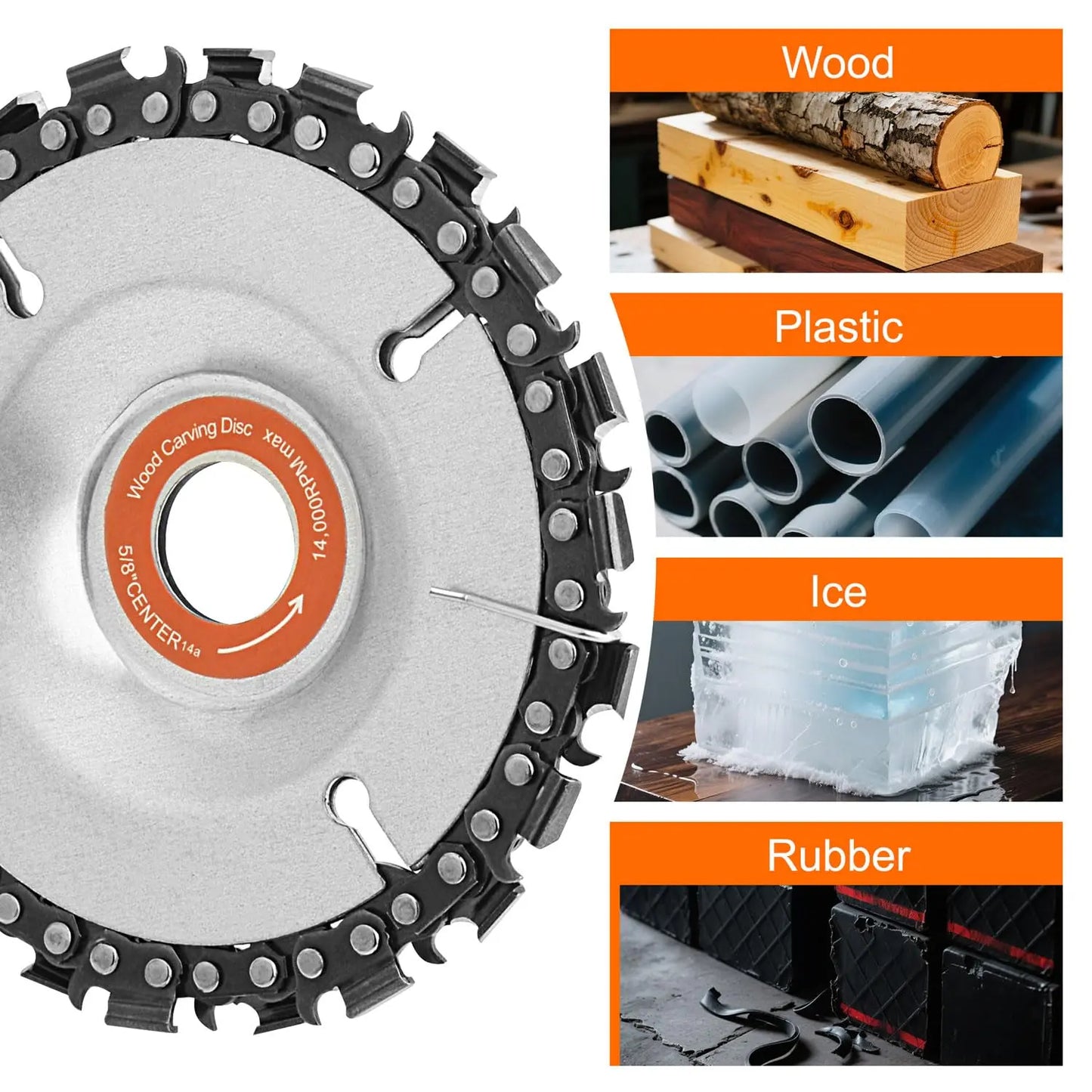 3PCS 4" Wood Carving Chain Disc Set | 22-Tooth Grinder Saw Tool for 4" & 4-1/2"