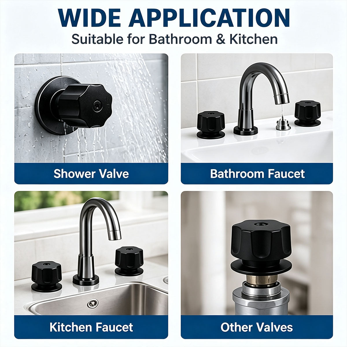 Zinc Alloy Hot and Cold Faucet Handle for Shower Valves and Washbasins