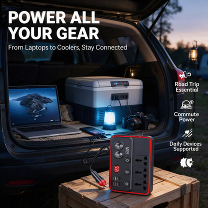 9 in 1 DC 12V/24V to AC 220V 200W Car Inverter Fast Charging 9 Ports Adapter
